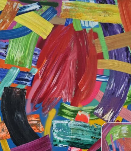 Eternal Conscious Ecstasy” 70 x 60 inches.  Mixed media on canvas. 2025