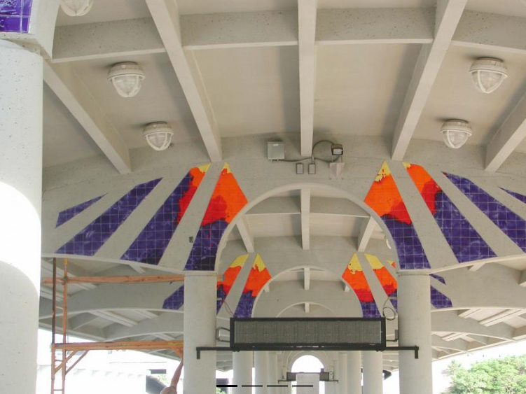 Robert Huff's "East West" (2023) at the Palmetto Metrorail Station, part of the collection of the Miami-Dade County Art in Public Places program. (Photo by Robin Hill, Miami-Dade County Department of Cultural Affairs, Art in Public Places Trust)