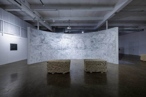 "This Too Shall Pass" transforms the gallery into an immersive environment that invites reflection rather than spectacle. (Photo by Pedro Wazzan, courtesy of Locust Projects)