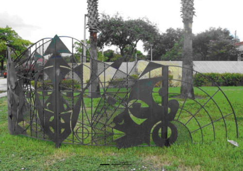 Gene Tinnie's "A Gathering of Spirits," (1996) at the West Little River Fire Station. (Image, Yusimy Lara, courtesy of Miami-Dade County Department of Cultural Affairs, Art in Public Places Trust)