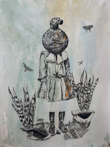 Cássio Markowski, Escuto no Mar as histórias dos Rios #1, 2026. Graphite and gouache on rice paper. 67 x 49.2 in. Photo: Zachary Balber